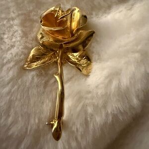Golden Rose Brooch Pin - Women Jewelry